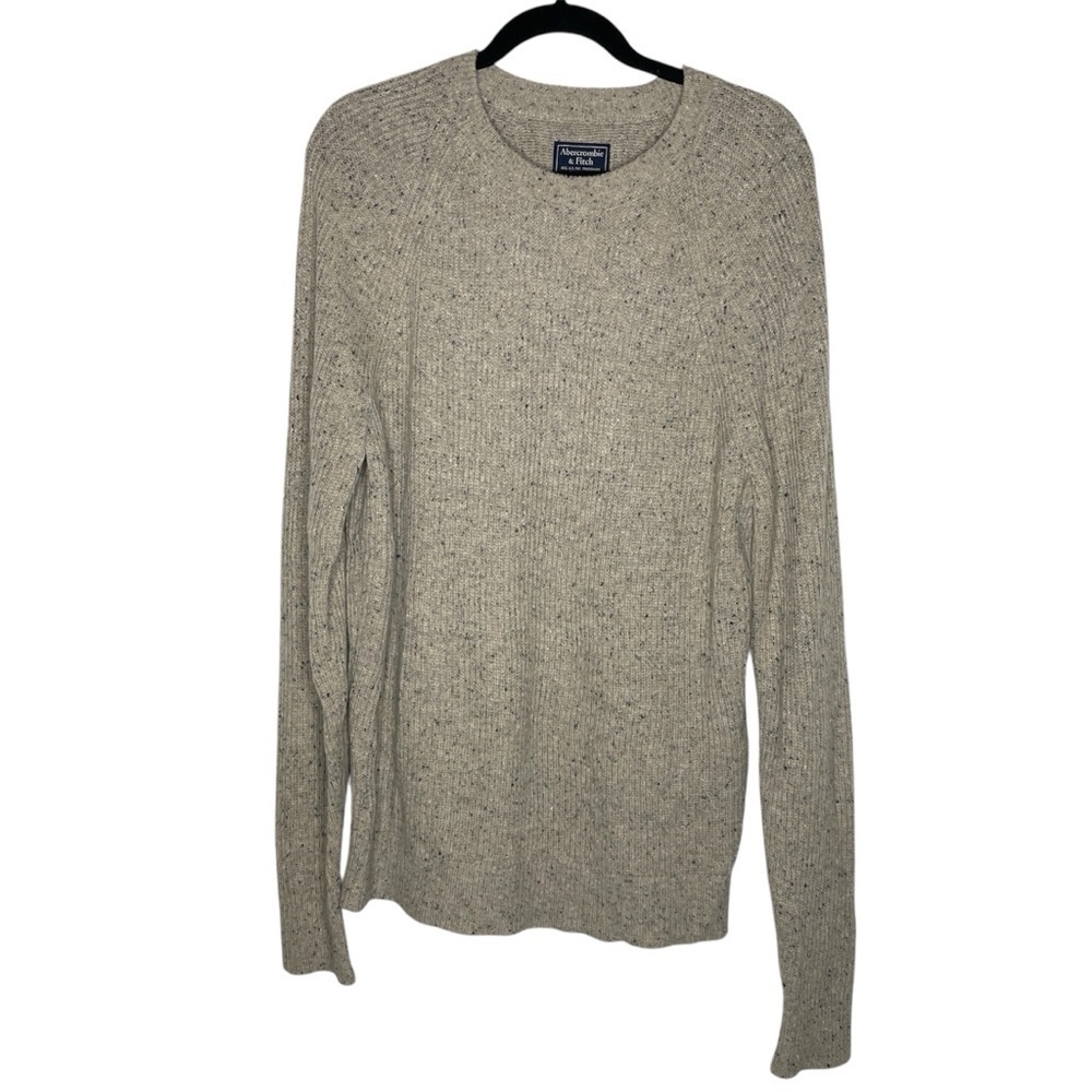 Abercrombie and Fitch Tan Mens Marled Sweater Wool Blend Size L